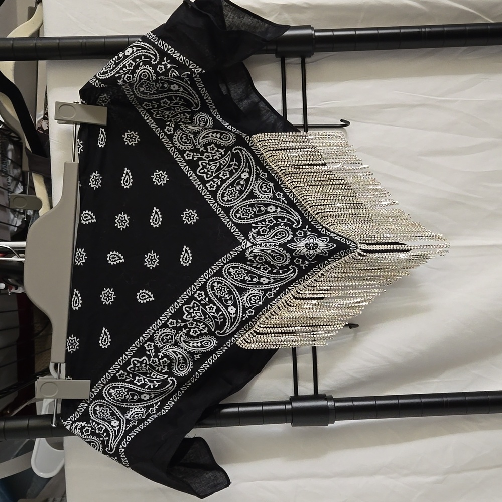 Black bandana with dangle rhinestones